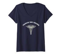 Mujer PRIMUM Non NOCERE Caduceus Medical Symbol Camiseta Camiseta Cuello V