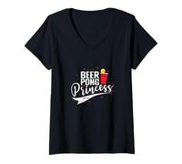 Mujer Princesa Beer Pong Camiseta Cuello V