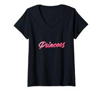 Mujer Princesa Chica con Corazón Camiseta Cuello V