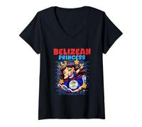 Mujer Princesa de Belice Camiseta Cuello V