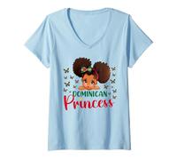 Mujer Princesa Dominicana Dominica para Niñas Negras Niños Camiseta Cuello V