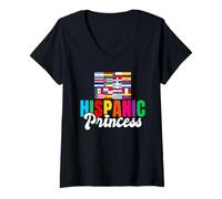 Mujer Princesa Hispana Mexicana Hispana Camiseta Cuello V