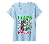 Mujer Princesa Italiana Chica Dab Vestido Bandera Cultura Niños Camiseta Cuello V