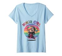 Mujer Princesa NINJA GIRL Unicornio Espía Chica Mágica Me Gusta Guardería Camiseta Cuello V