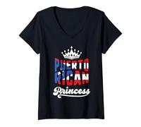 Mujer Princesa puertorriqueña herencia hispana bórica chicas de Camiseta Cuello V