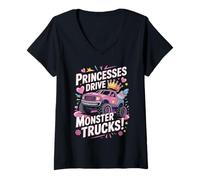Mujer Princesses Drive Monster Trucks - Cute Power Camiseta Cuello V