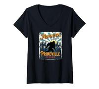 Mujer Prineville Oregon USA Sasquatch - Recuerdo de pie Grande Camiseta Cuello V