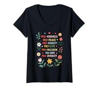Mujer Pro Bondad Paz Igualdad Amor Inclusión Esperanza Diversidad Camiseta Cuello V