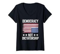 Mujer Pro Democracy Anti Dictadura Anti Maga Anti Oligarquía Camiseta Cuello V