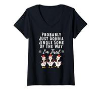 Mujer Probablemente Solo voy a Jingle Algunos de los días Divertidos de Navidad Camiseta Cuello V