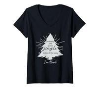 Mujer Probablemente Solo voy a Jingle Parte del Camino Divertido Navidad Camiseta Cuello V