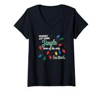 Mujer Probablemente va a Jingle en Algunos de la Forma en Que la Navidad Estoy Cansado Camiseta Cuello V