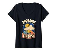 Mujer Probably Fine-ish Humor Naturaleza Camiseta Cuello V