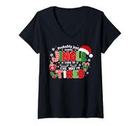 Mujer Probably Just Going to Jingle Some of The Way Xmas Funny Camiseta Cuello V