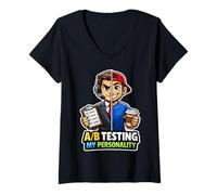 Mujer Probando A/B mi Personalidad, Divertida comercializadora Digital Camiseta Cuello V