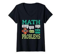 Mujer Problemas de Matemáticas Símbolos Divertido Maestro Camiseta Cuello V