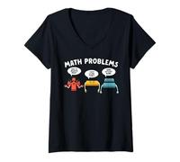 Mujer Problemas de Matemáticas Símbolos Divertido Maestro Camiseta Cuello V