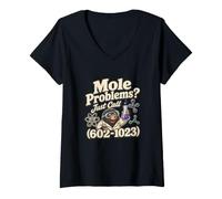 Mujer Problemas de Topo Divertido Día del Topo Química Juego de Palabras Avogadro Camiseta Cuello V