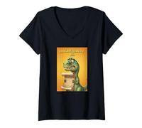 Mujer Procrastisaurus Rex Humor Divertido Procrastinación Arte Ingenioso Camiseta Cuello V