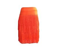 Mujer Profesional Falda de Tango de Salsa Latina de Baile con Flecos Falda Irregular con borlas de Cuatro Capas Minifalda Flamenca Festival Rumba con Pantalón Corto Orange4PQ