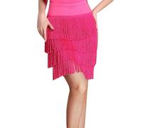 Mujer Profesional Falda de Tango de Salsa Latina de Baile con Flecos Falda Irregular con borlas de Cuatro Capas Minifalda Flamenca Festival Rumba con Pantalón Corto LiRose4PQ