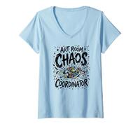 Mujer Profesor de Arte Sala de Arte Coordinador del Caos Artista Camiseta Cuello V