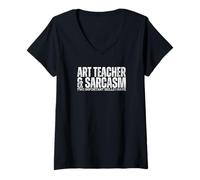 Mujer Profesor de Arte y Sarcasmo Hombres Mujeres Profesor de Arte Divertido Camiseta Cuello V