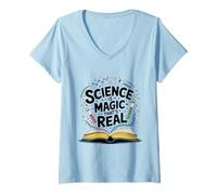 Mujer Profesor de Ciencias La Ciencia es Magia Que es Realmente Divertido Stem Camiseta Cuello V