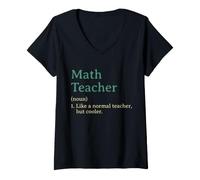 Mujer Profesor de matemáticas como un Maestro Normal Pero más Fresco Divertido Camiseta Cuello V