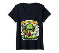 Mujer Profesor de Matemáticas Criatura Matemático Divertido Escuela de Matemáticas Camiseta Cuello V