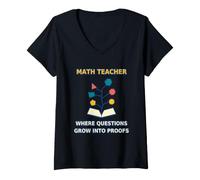Mujer Profesor de matemáticas: Donde Las Preguntas se convierten en Pruebas Camiseta Cuello V