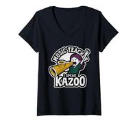 Mujer Profesor de Música I Speak Kazoo Funny Classroom Humor Camiseta Cuello V