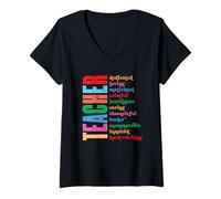 Mujer Profesor Dedicado Amor Motivado Creativo Inteligente Camiseta Cuello V