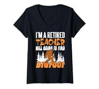 Mujer Profesor Jubilado En Búsqueda del Bigfoot Camiseta Cuello V