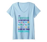 Mujer Profesor Matemáticas Humor Divertido Problemas Camiseta Cuello V