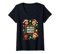 Mujer Profesora de Navidad We Are A Bright Bunch, Linda Escuela para Mujeres Camiseta Cuello V