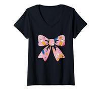 Mujer Profesora y alumna de Coquette Bow feliz primer día de regreso a clases Camiseta Cuello V