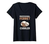 Mujer Professional Ferret Cuddler Cute Sleeping Ferret Pet Camiseta Cuello V