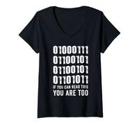 Mujer Programador informático de código binario de informática Camiseta Cuello V