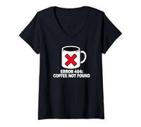 Mujer Programmer Coder Error 404 Coffee Not Found Tech Camiseta Cuello V