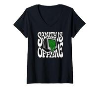 Mujer Programmer Coder Sanity Is Offline Retro Tech Camiseta Cuello V