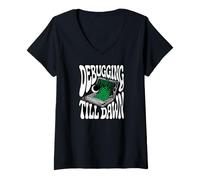 Mujer Programmer Debugging Till Dawn Late Night Coding Design Camiseta Cuello V