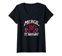 Mujer Programmer Humor Merge It Anyway Developer Camiseta Cuello V