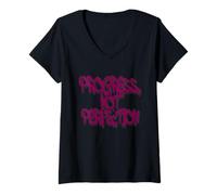 Mujer Progress Not Perfection Graffiti Motivational Art Camiseta Cuello V