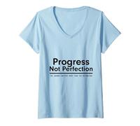 Mujer Progress Not Perfection Inspirational Self Improvement Camiseta Cuello V