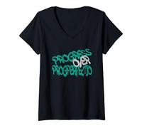 Mujer Progress Over Perfection Motivational Quote Design Camiseta Cuello V
