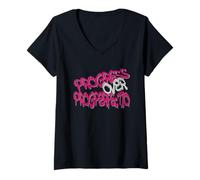 Mujer Progress Over Perfection Motivational Quote Design Camiseta Cuello V