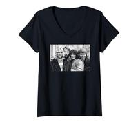 Mujer Promo de Llegada del Retrato del Grupo Pop Sueco Abba 1976 Camiseta Cuello V