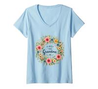 Mujer Promocionado a Anuncio de Corona Floral para Abuelos Camiseta Cuello V