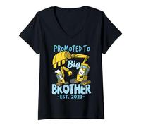 Mujer Promocionado a Big Brother 2023 Excavadora para niños Camiseta Cuello V